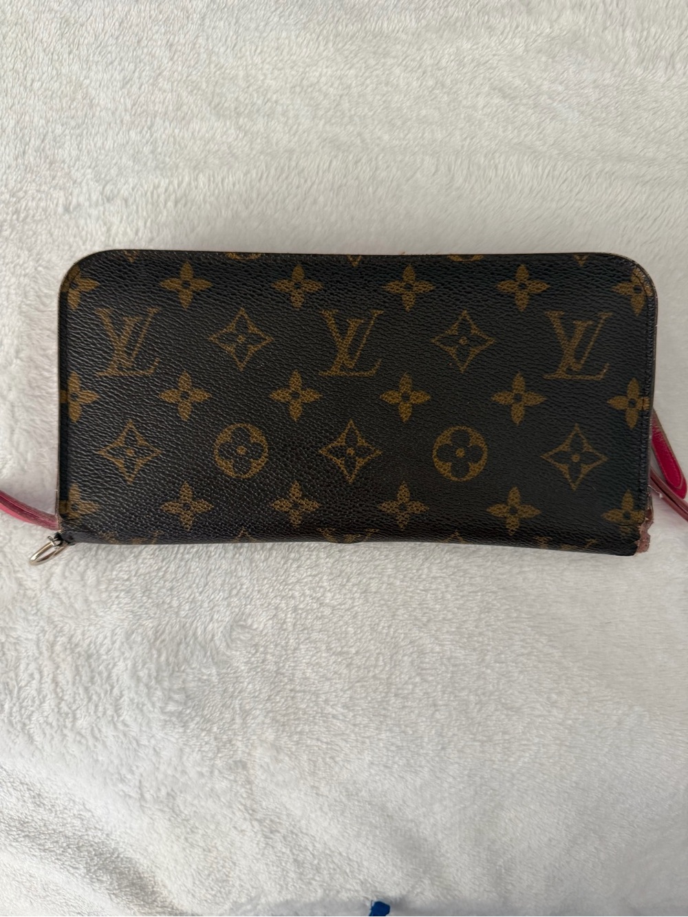Louis Vuitton Monogram Zip Wallet with Pink Trim